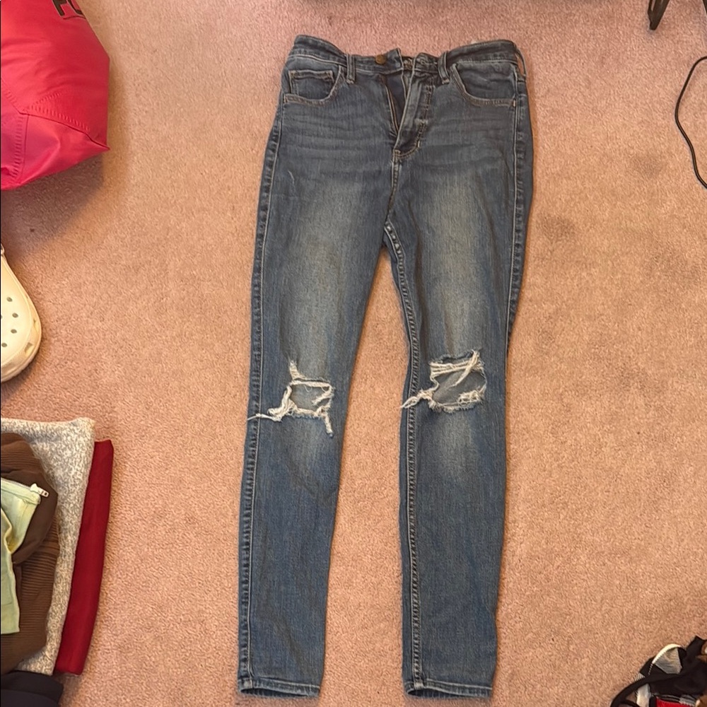 Hollister Blue Skinny Distressed Jeans